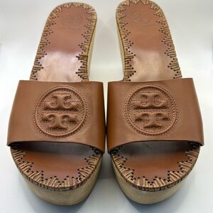 EUC Tory Burch Patty Platform Wedge Slide Sandal